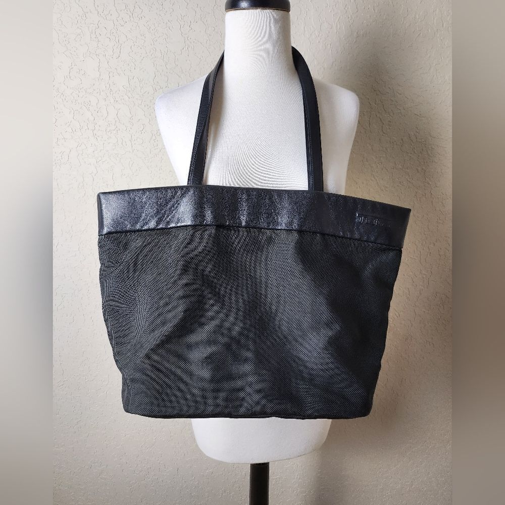 Tumi Travel Tote Nylon With Black Leather Trim Medium